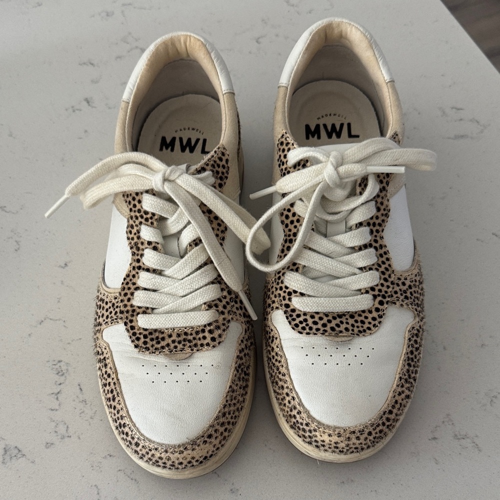 Madewell MWL Court Sneakers in Spotted Calf Hair - Women’s size 8